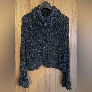 Free People Black and White Cowl Neck Sweater